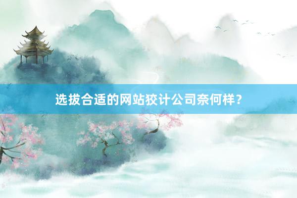 选拔合适的网站狡计公司奈何样？