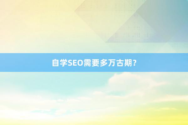 自学SEO需要多万古期？